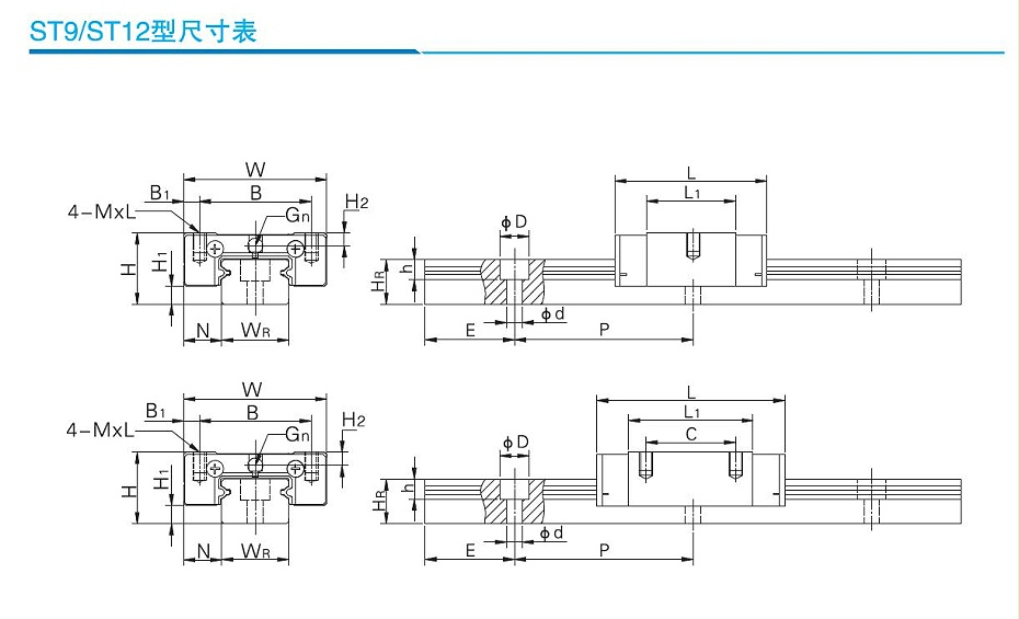 雅威達微型直線導軌規(guī)格ST9C-03